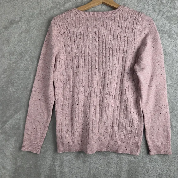 J. Jill Pink Crew Neck Cable Knit Sweater - Picture 2 of 8